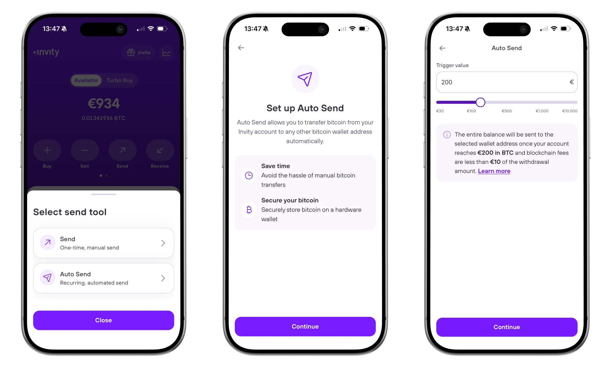 Auto Send in the Invity app
