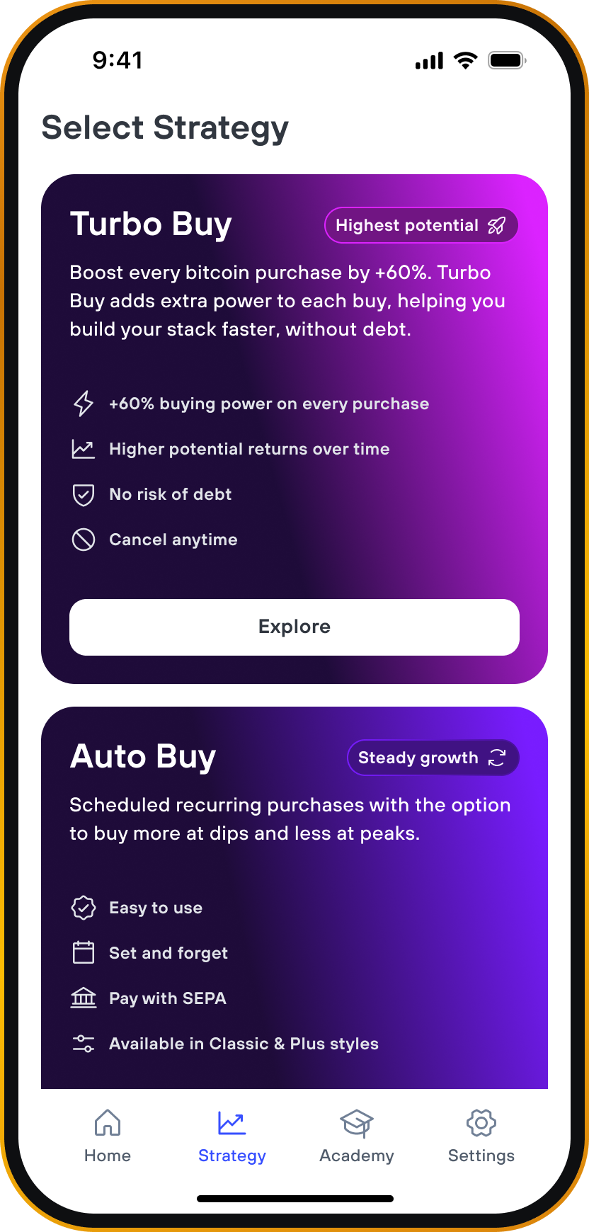 Auto Buy Plus strategy curve
