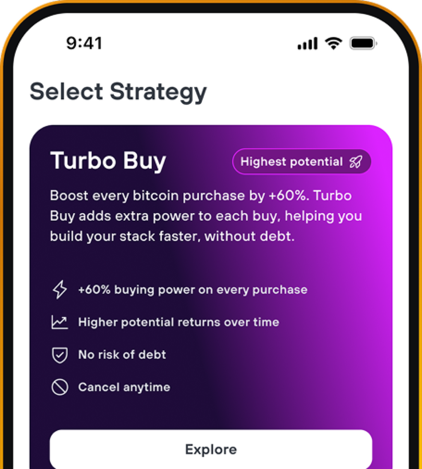 Turbo Buy strategy screen